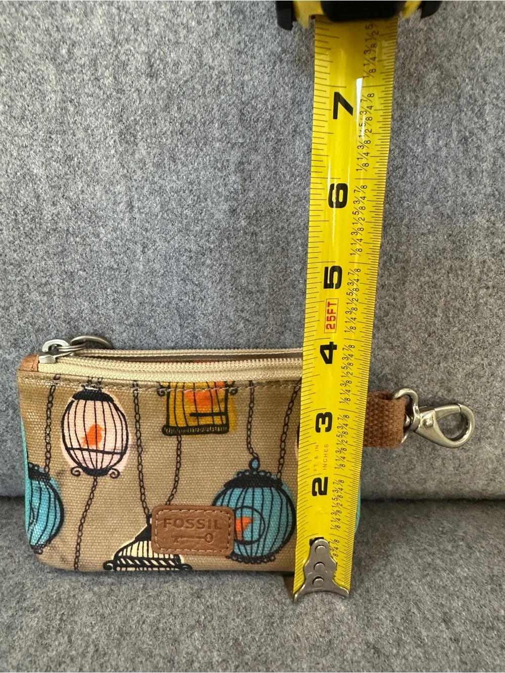 Fossil key-per novelty bird birdcage colorful coasted canvas key and card holder